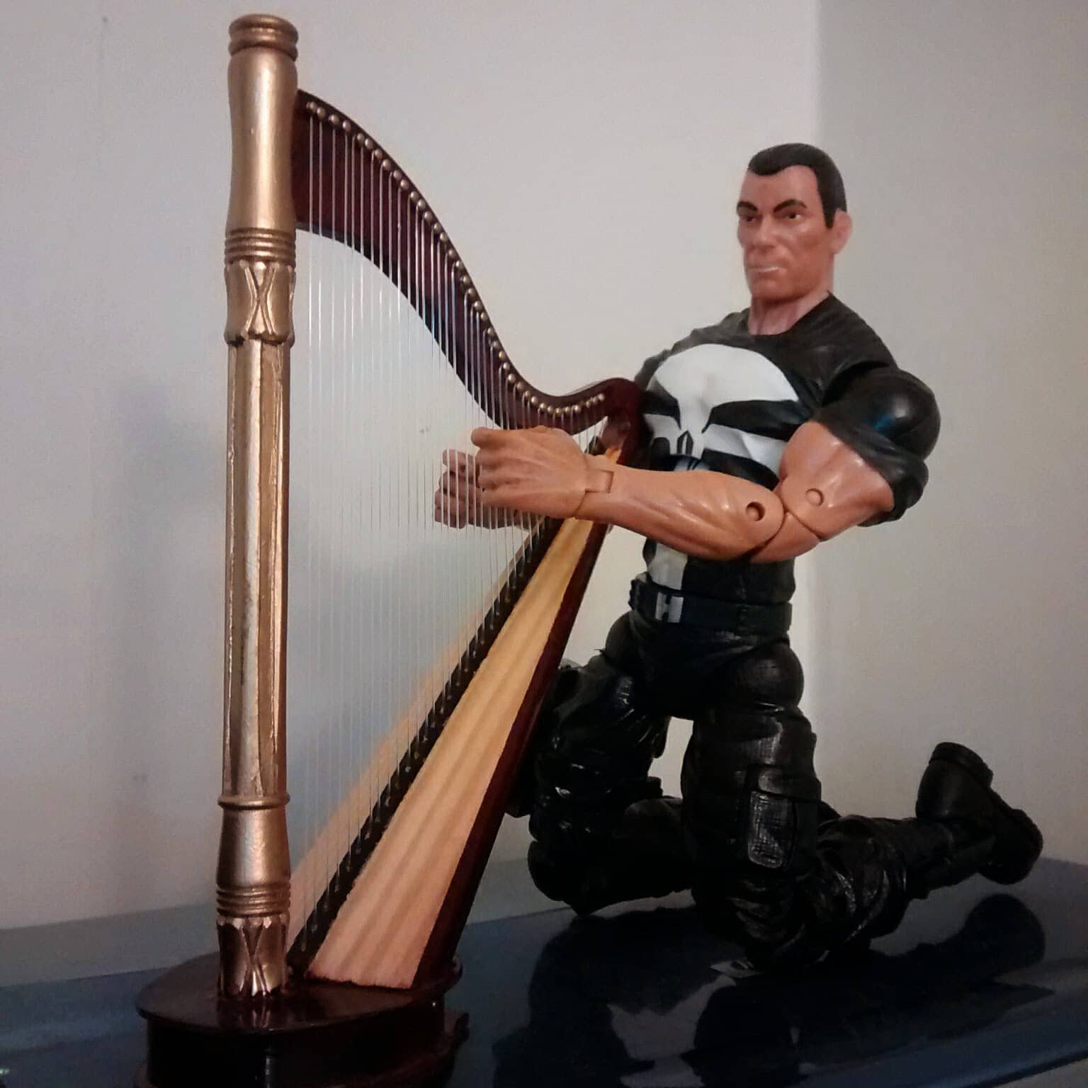 When he first tried the 9'' harp.