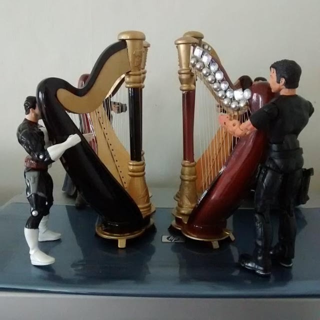 The Punisher Harp Quartet from behind.
