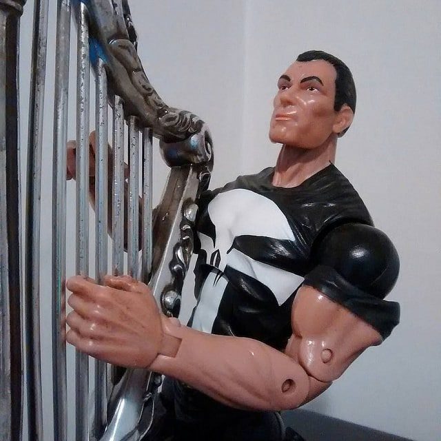 Looks like Punisher is into his new harp-- music and all.