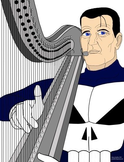 Steve Dillon's Punisher on the harp from The Punisher Harp Zone (www.franksharpzone-f3df.kxcdn.com/wp-content/)