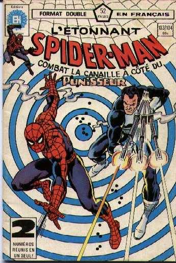 Spiderman and The Punisher comic in French.