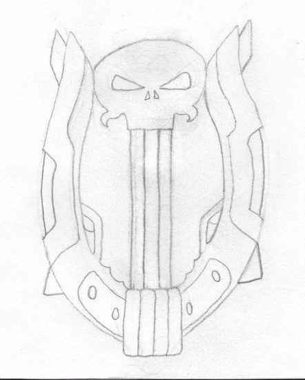 Punisher's Lyre sketch drawing.