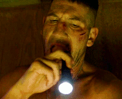 The Punisher mending his wound (Animated gifs).