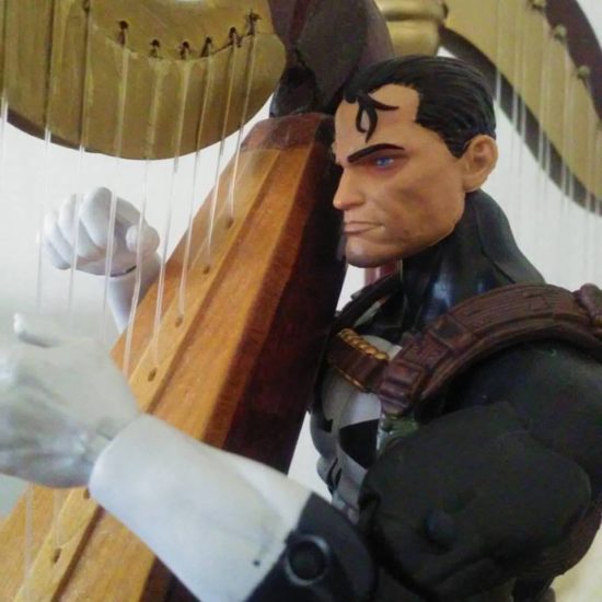 Jim Lee's Punisher adjusts to his harp.