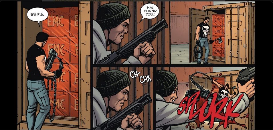 Punisher lashes out his bear trap.