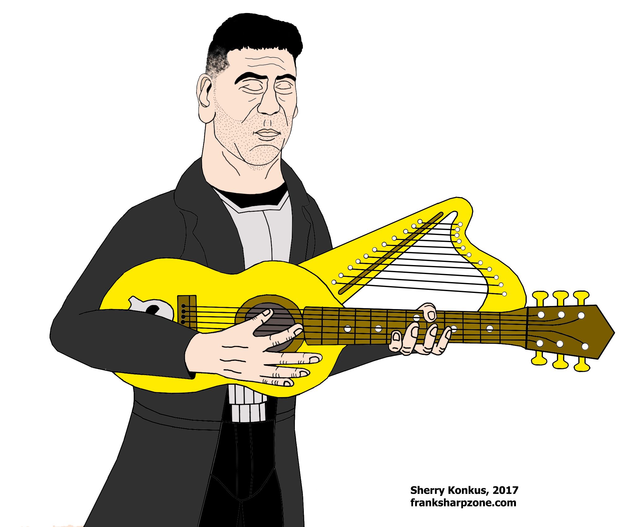 NEW PUNISHER HARP ART: The Punisher's Harp Guitar!