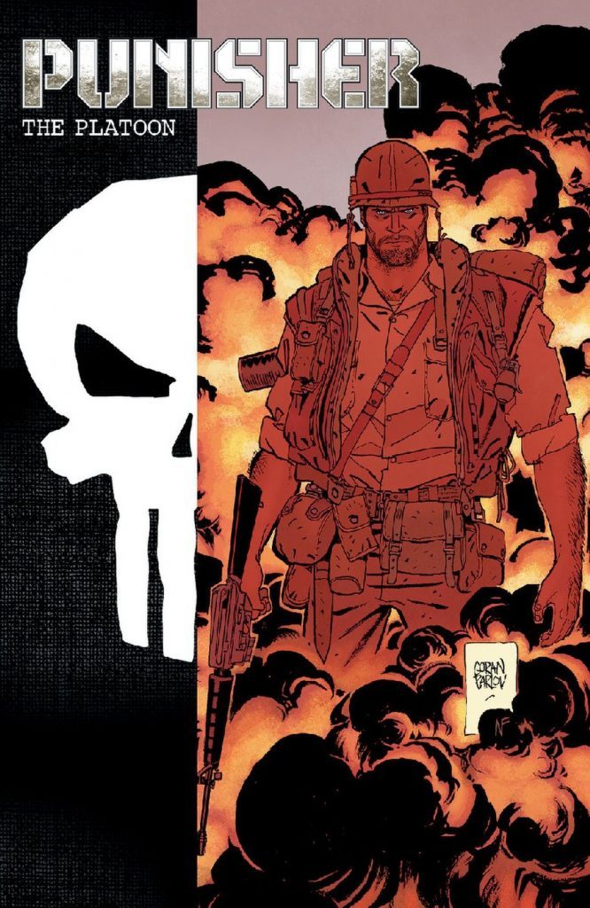 Main cover to Punisher Max: The Platoon by Goran Parlov.