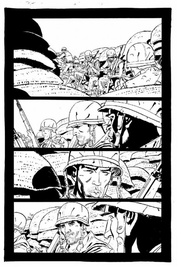 Comic sample of Punisher Max The Platoon by Goran Parlov