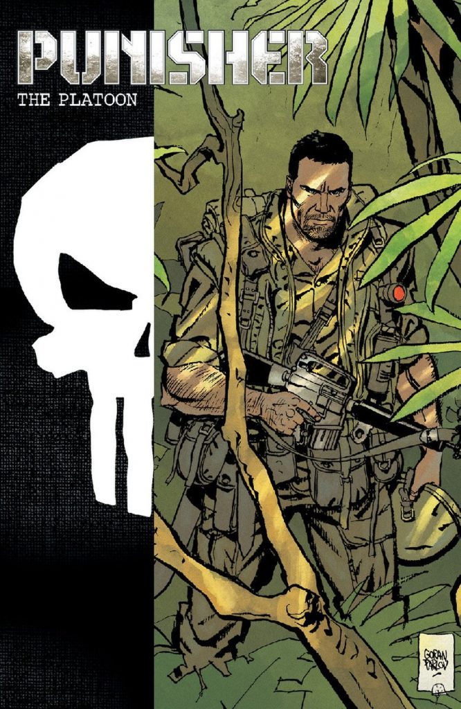 Cover variant to Punisher Max: The Platoon. Art by Goran Parlov.